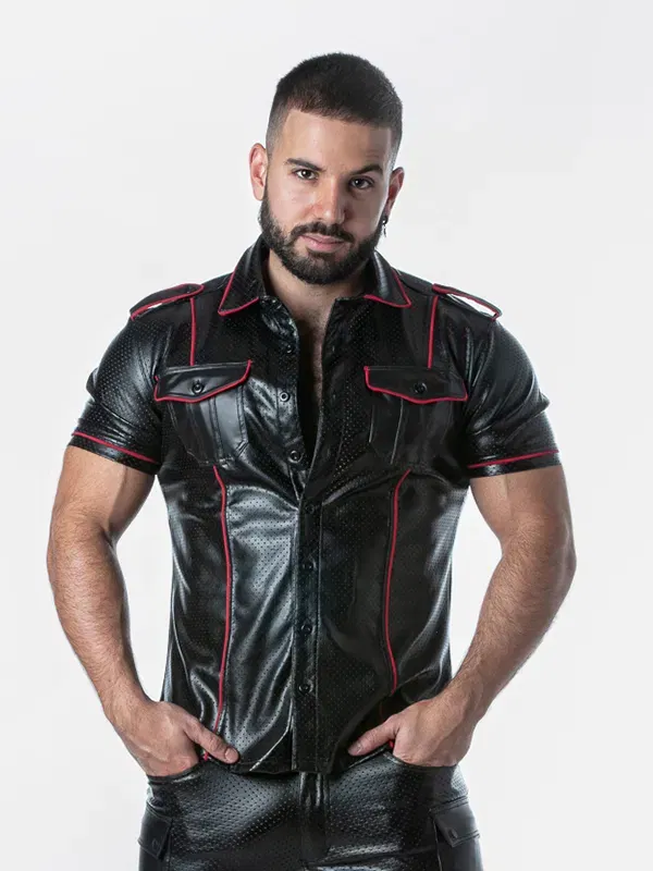 Camisa de Cuero Locker Gear Faux Leather Shirt