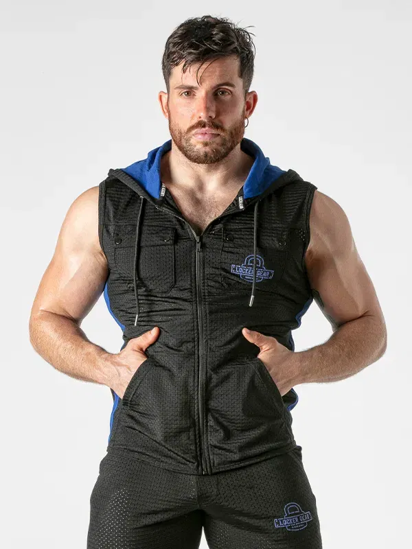 Chaleco con capucha mesh Negro Azul Locker Gear
