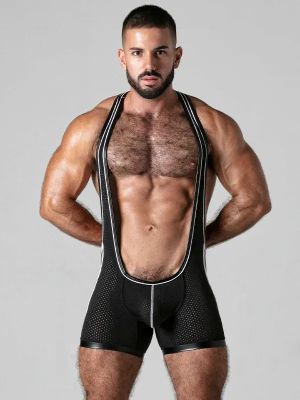Singlet fetish hombre Look At It negro blanco Locker Gear