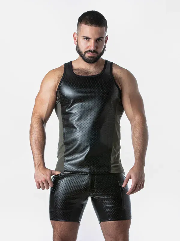 Camiseta de Tirantes Locker Gear Leatherette Negro Khaki