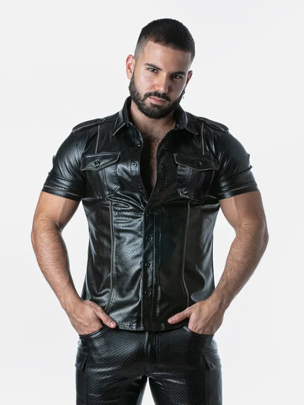 Camisa de Cuero Locker Gear Faux Leather Shirt