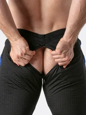 Jogger mesh hombre negro azul con cremallera | Locker Gear