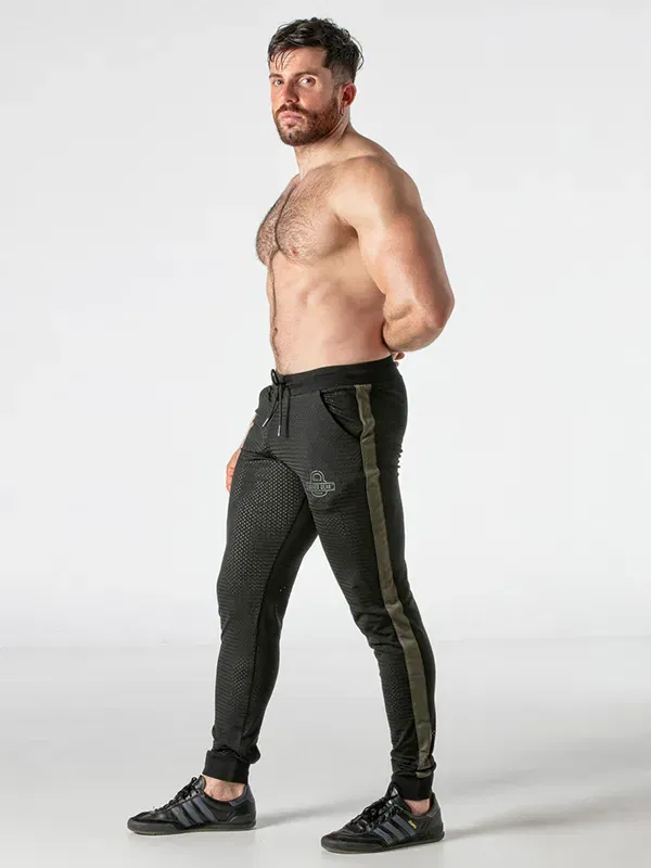 Jogger mesh hombre negro khaki con cremallera | Locker Gear