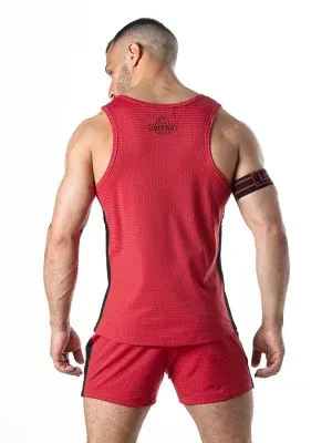 Camiseta de tirantes roja Sweat It con malla deportiva – Locker Gear