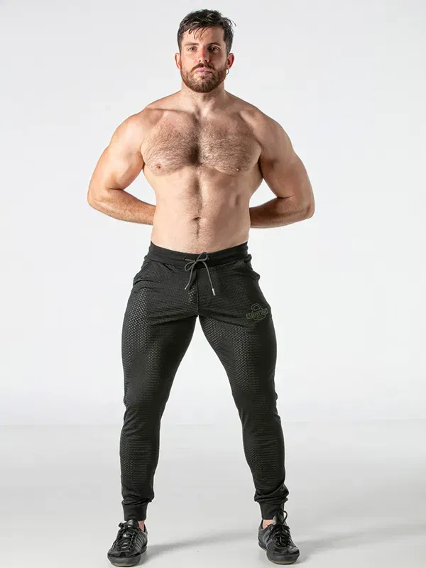 Jogger mesh hombre negro khaki con cremallera | Locker Gear