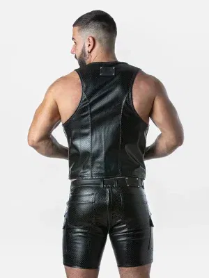 Chaleco sintético negro verde Leatherette – Locker Gear