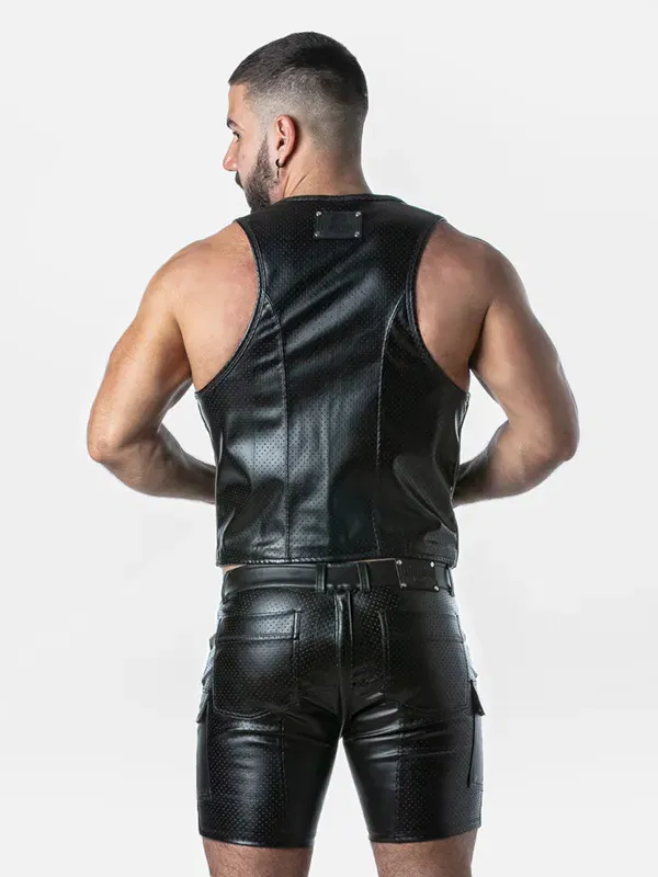 Chaleco sintético negro verde Leatherette – Locker Gear