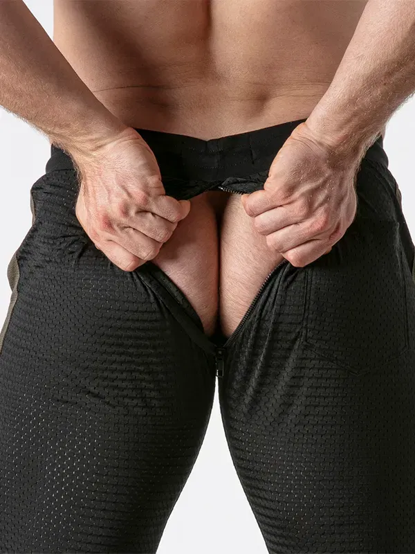 Jogger mesh hombre negro khaki con cremallera | Locker Gear