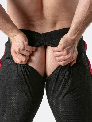 Jogger mesh hombre negro rojo con cremallera | Locker Gear