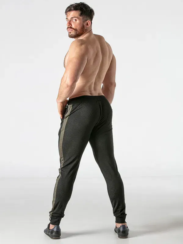 Jogger mesh hombre negro khaki con cremallera | Locker Gear