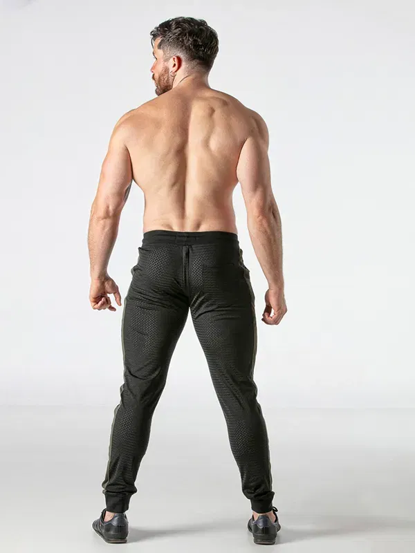 Jogger mesh hombre negro khaki con cremallera | Locker Gear