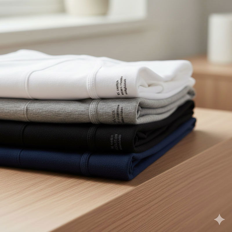 detalle de calzoncillos de algodón elástico para hombre doblados y apilados