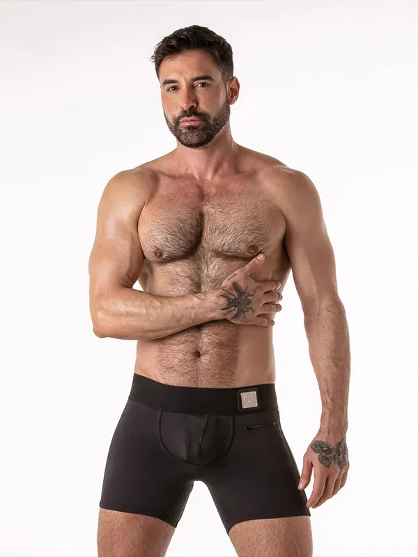 Boxer Con Cremallera Trasera Locker Gear LK0133 Negro