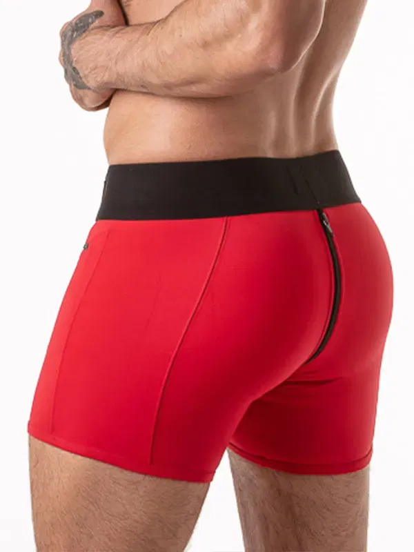 Boxer Con Cremallera Trasera Locker Gear LK0133 Rojo