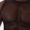detalle malla rejilla negra crop top hombre patrón abierto