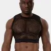 crop top rejilla hombre negro cuello redondo vista frontal