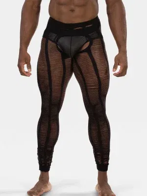 leggings hombre negro rejilla barcode berlin kiko vista frontal abierta