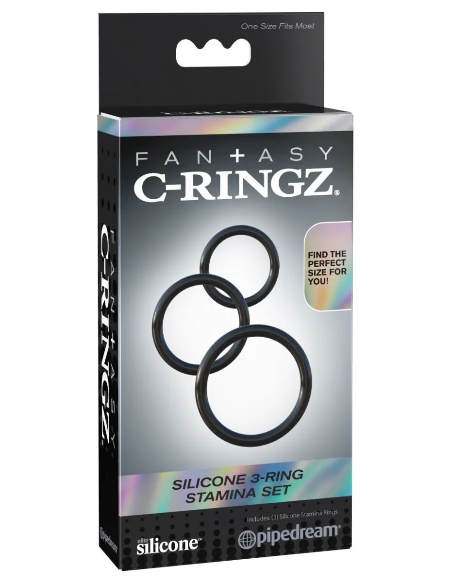 Fantasy C-Ringz Silicone 3-Ring Stamina Set- Black
