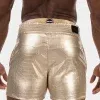 short hombre dorado metalizado textura aligator, vista trasera detalle