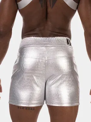 vista trasera short plateado efecto piel aligator Barcode Berlin
