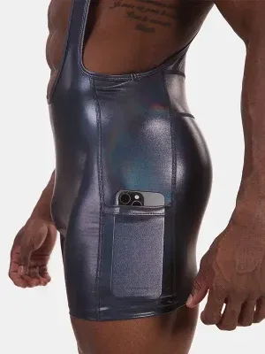 detalle bolsillo lateral singlet Bazo Multicolor con acabado brillante