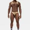 Conjunto completo arnés y suspensorio dorado hombre Barcode Berlin look industrial
