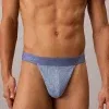 Tanga hombre Calvin Klein Microfibre Lace azul 44J con cintura logo tonal vista frontal.