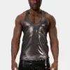 vista frontal completa camiseta tirantes hombre acabado silver clubwear