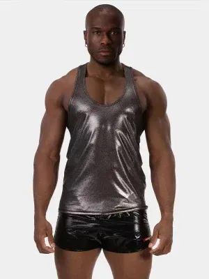vista frontal completa camiseta tirantes hombre acabado silver clubwear