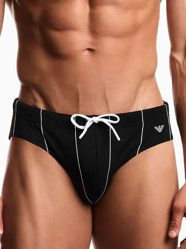 Slip de Baño Emporio Armani Pinstripe Negro