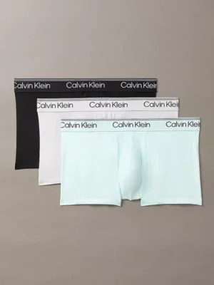 Pack 3 bóxers Calvin Klein Microfibra Stretch 3ZN, negro blanco verde menta, vista producto.