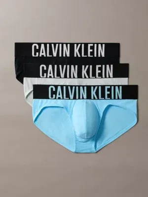 Slip Calvin Klein Intense Power Cotton azul claro, cinturilla logo negro, vista producto.
