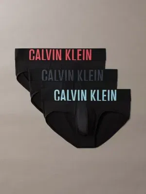 Pack 3 slips Calvin Klein Intense Power Micro 4W8, negros con cinturillas logo en tres tonos, vista producto. 000NB3610A4W8
