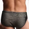 Slip de baño Emporio Armani Stripe Nut vista trasera sobre modelo