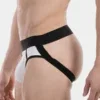 Perfil del suspensorio Barcode Berlin Miko Blanco Negro con pouch efecto cuero