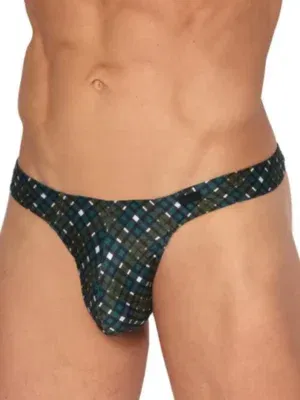 Vista frontal del ministring Olaf Benz RED2562 check green con cuadro diagonal y perfil reducido.