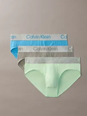 Pack 3 slips Calvin Klein Micro Stretch MTA (LV00NB4122), negro blanco menta, vista producto.