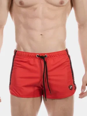 Short efecto cuero Barcode Berlin Byron Laboratory Rojo vista frontal
