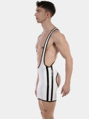Singlet Barcode Berlin Versos Efecto Cuero Blanco