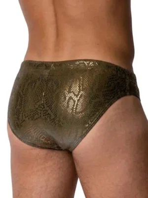 Bañador slip Manstore M2579 Olive/Gold vista trasera