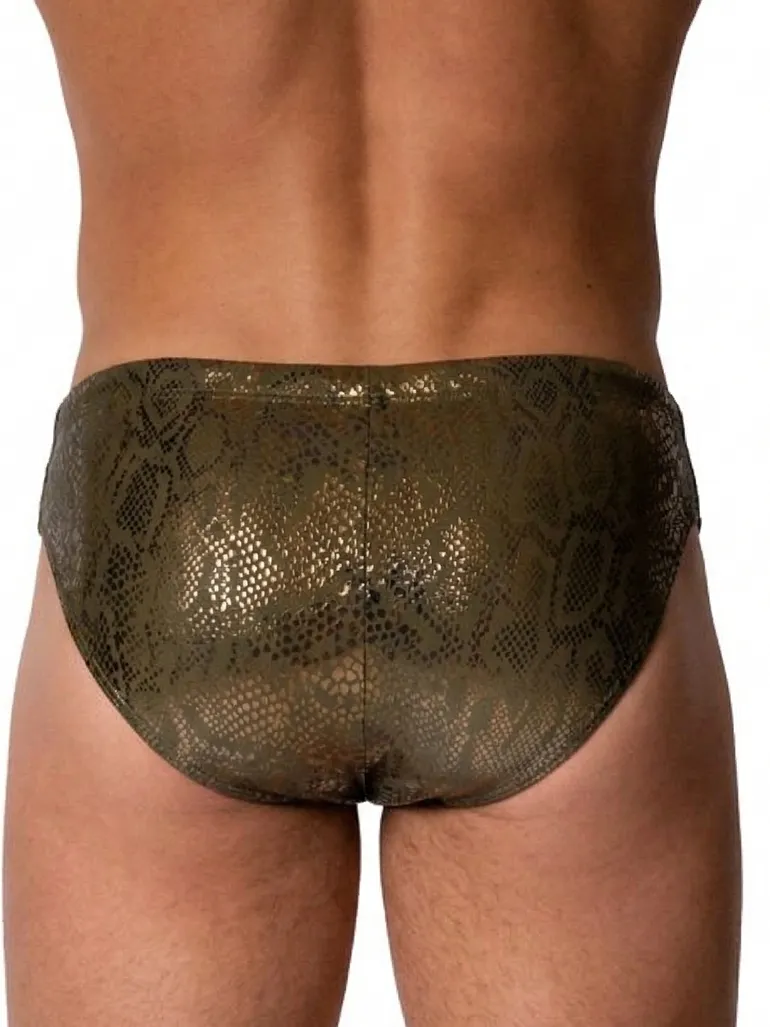 Bañador slip Manstore M2579 Olive/Gold vista trasera