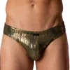 Bañador slip Manstore M2579 Olive/Gold vista frontal