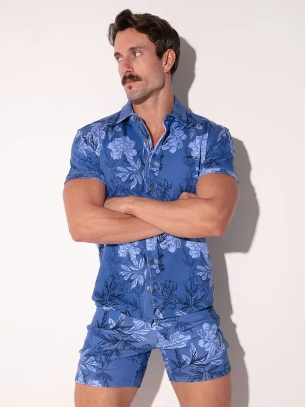 Camisa Code 22 Iconic Slim Fit Azul