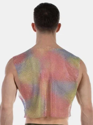 Vista trasera del crop top hombre Spark Multicolor de Barcode Berlin