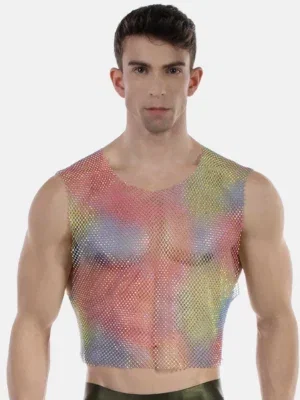 Modelo de frente con crop top multicolor Barcode Berlin Spark