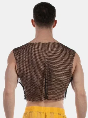 Vista trasera del crop top negro Spark de Barcode Berlin con corte corto