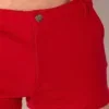 Mini short rojo liso cintura baja con cremallera y botón metálico - Mini Short Code 22 Iconic Rojo