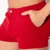 ista lateral mini short rojo mostrando entrepierna 5,5 cm y bolsillo trasero - Mini Short Code 22 Iconic Rojo