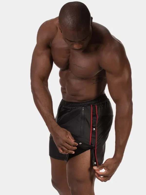 Short Efecto Piel Barcode Berlin Fuad Negro Rojo