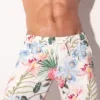 Frontal completo short Code 22 Silken blanco floral con cintura y cordón ajustable